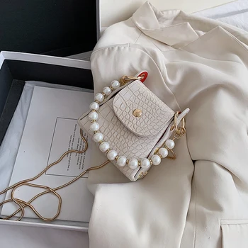 

Super Mini Stone Pattern PU leather Crossbody Bag For Women 2020 Luxury Pearl Design Shoulder Handbags Female Cross Body Bag