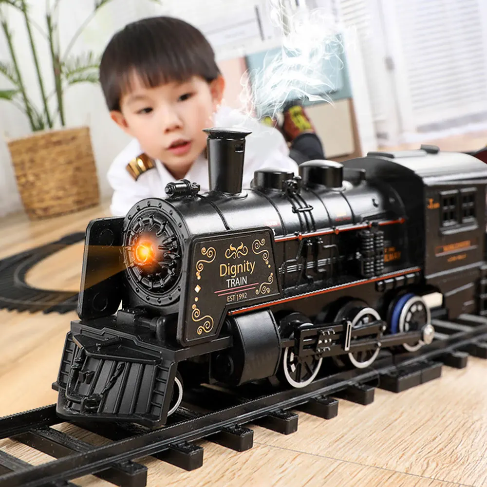 Паровой поезд трек электрическая игрушка длинные поезда детский грузовик
