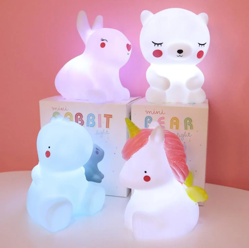 

Creative Animal Night Lamp Carton Dinosaur Unicorn Led Night Light for Baby Kids Sleeping Toy New Year Christmas Gifts Battery