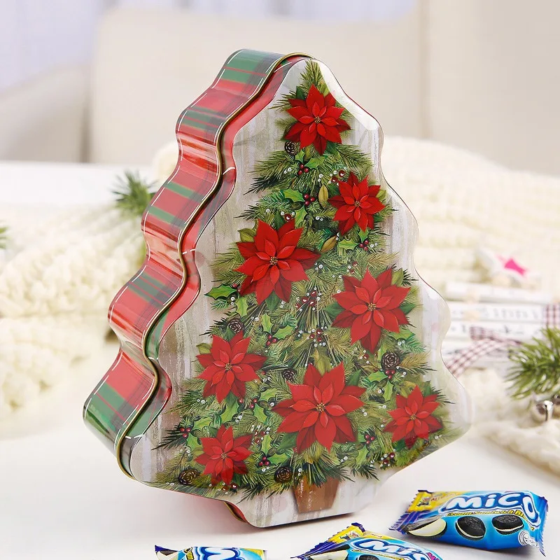 

Portable Christmas Box Theme Tin Case Decorative Candy Gift Box Storage Container