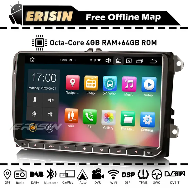 $260.13 Erisin ES8128V Car Stereo Autoradio Android Auto 10 CarPlay GPS DSP DAB OBD Bluetooth WiFi For VW Beetle Golf Touran Passat SEAT