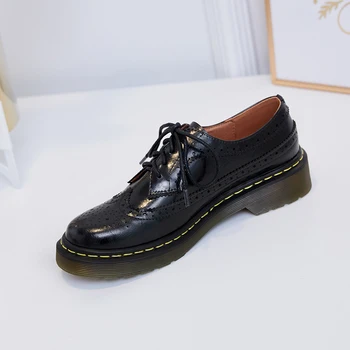 

women Pumps Genuine Leather 22-25cm Inside and outside full leather Engraved ShortBrock Band Carved womens shoes Retro wild