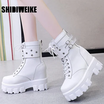 melhor Laço Até Botas De Plataforma Feminino Fivela Decoração De Salto Alto Botas De Motocicleta Botas Femininas Preto Gótico Tornozelo Botas Femininas Ac060