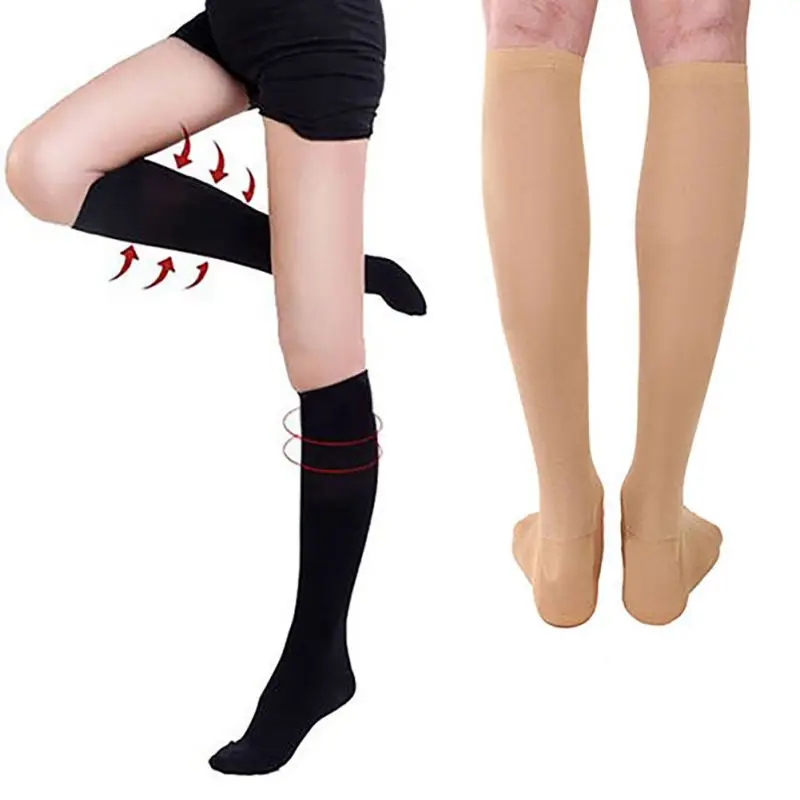 Thigh-High Compression Stockings Pressure Nylon Varicose Vein Stocking Travel Leg Relief Pain Support Stocks