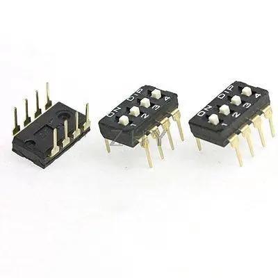 

3 Pcs 2.54mm Pitch 4 Position IC Type DIP Switch Black Auces