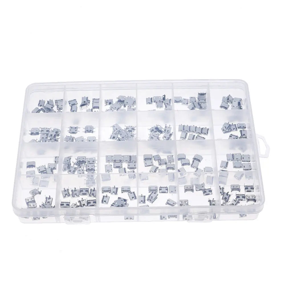 240Pcs 24 Models Micro USB Connector Socket Jack for MP3/4/5 with Box