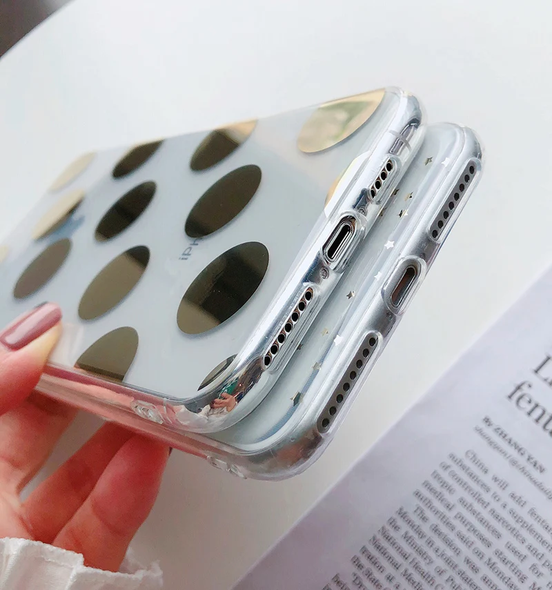 IPWSOO блестящий чехол со звездами для iPhone 11 Pro Max X XR XS Max 7 8 6 6S Plus Прозрачный чехол для телефона в горошек волнистая крышка