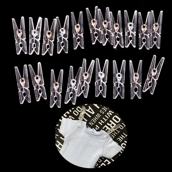 

20 PCS Transparent Clips Peg Quality Mini Spring Clear Pin Clothespin Craft 25mm Clips Clothes Photo Paper Party Home Decoration