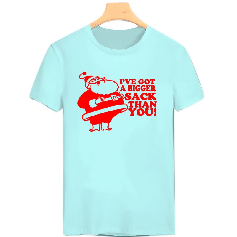 1blue I've Got a Bigger Sack Than You SANTA T Shirt Big Belly Christmas Santa Claus T-Shirt Funny Father Christmas Santa Tee Shirt - Цвет: 1blue