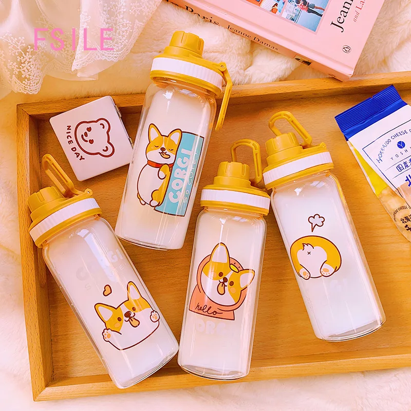 

Fashion Cute Cartoon Drinking Glass Simple Portable Girl Drinking Straw Glass Creative Outdoor Portable Soft Sister Cup Glass