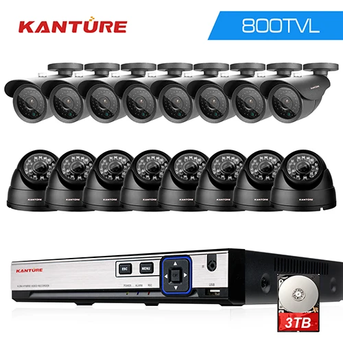KANTURE CCTV системы 1080P HDMI DVR комплект CMOS 800TVL In/Открытый безопасности водонепроницаемый камеры ночного видения комплекты видеонаблюдения - Цвет: 8 Bullet and 8 Dome