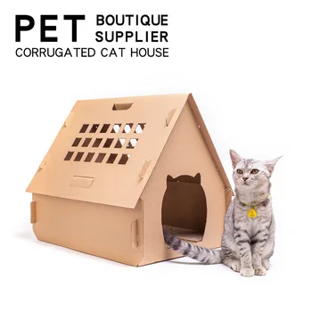 

Cat Bungalow Corrugated, Cat Villa Cat Scratch Board House Nest Four Seasons Universal Grinding Claw Toy House