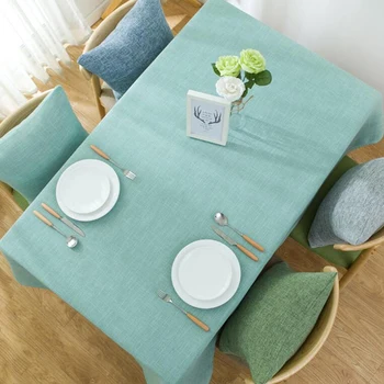 

Imitated Linen Tablecloth Gray Khaki Kitchen Table Decorative Waterproof Oilproof Rectangular Table Cover Tea Table Cloth