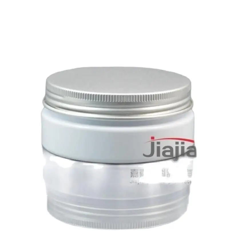 

50 grams white PET Jar,Cosmetic Jar 50g white jar with matte silver aluminum Lid Make up Packaging Beauty Salon Equipment