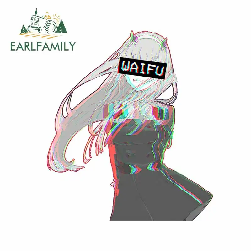 EARLFAMILY 13cm for Zero Two Waifu DARLING In The FRANXX Waterproof Sunscreen Motorcycle Anime Car Stickers Cartoon Laptop Decal |