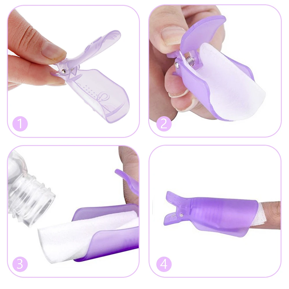 

10PCS Nail Art Soak Off Cap Clip Nail Polish Nail Removal Tool Suitable for Salon or Home Use UV Gel Polish Remover Wrap Tools