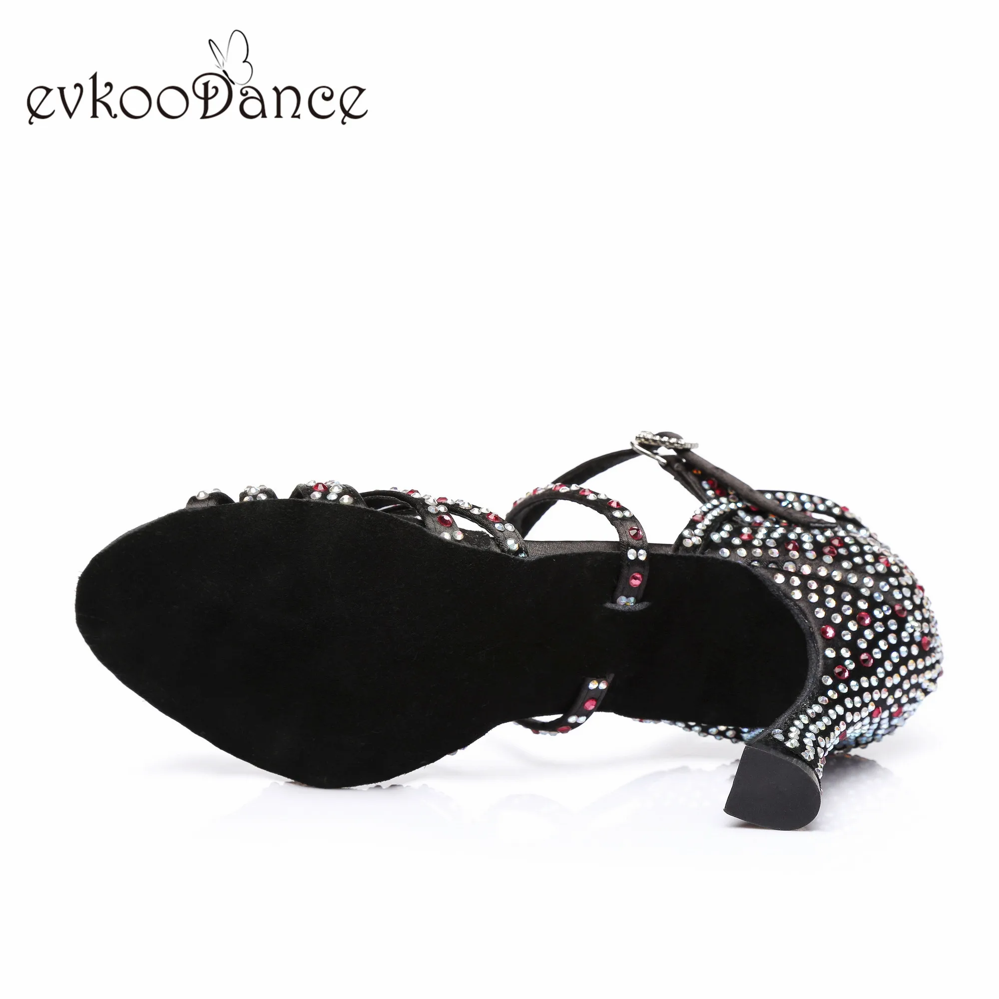 Черные атласные туфли со стразами для латинских танцев; Zapatos De Baile; высота каблука 9-9,5 см; размеры США 4-12; для женщин; NL304