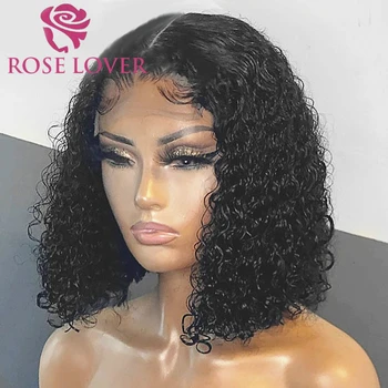 

Curly Bob Lace Front Wig Natural Hairline Jerry Curly Short Bob 180% Pre Plucked 4x4 Lace Closure Wig Baby Hair Part Lace Wig