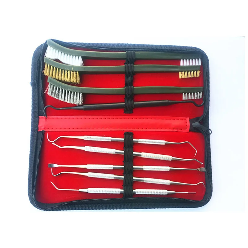 

9pcs/Set Gun Cleaning Kit Set Brass Steel Nylon Brush Stainless Steel Nylon Pick Tactical Cleaner Rifle Pistol Gun Cleaning Tool