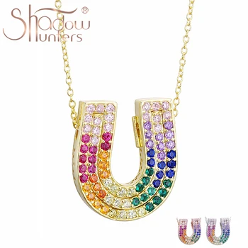 

SHADOWHUNTERS Argent 925 Sterling Silver Lucky U Pendant Necklaces For Men Trendy 925 Rainbow U Chain Necklaces Men Jewelry