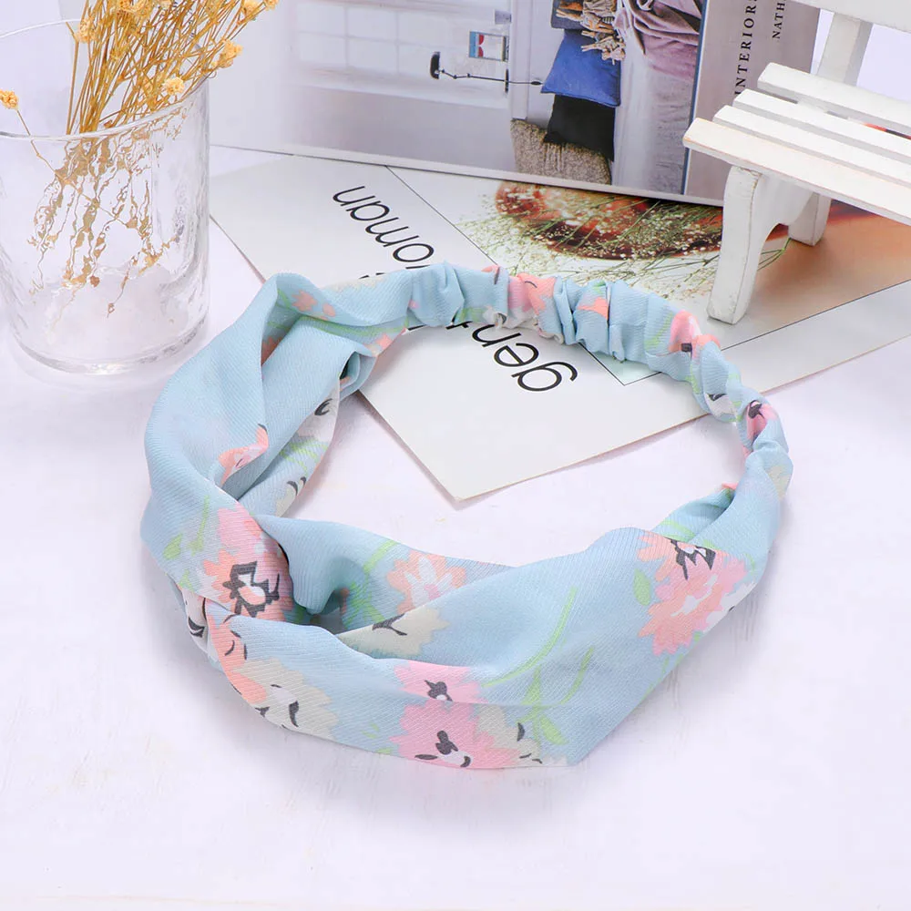 Hot Sale 1 pcs Women Fashion Elastic Stretch Plain Rabbit Bow Style Hair Band Headband Turban HairBand Hair Accessories - Цвет: blue