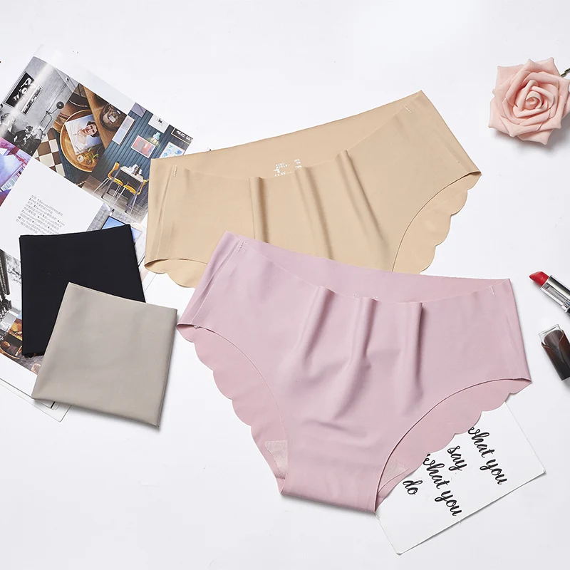 

Seamless Panties Ice Silk Briefs For Women Sexy Low-rise Ultra-thin G-String Underwear Female Underpants Intimate #F