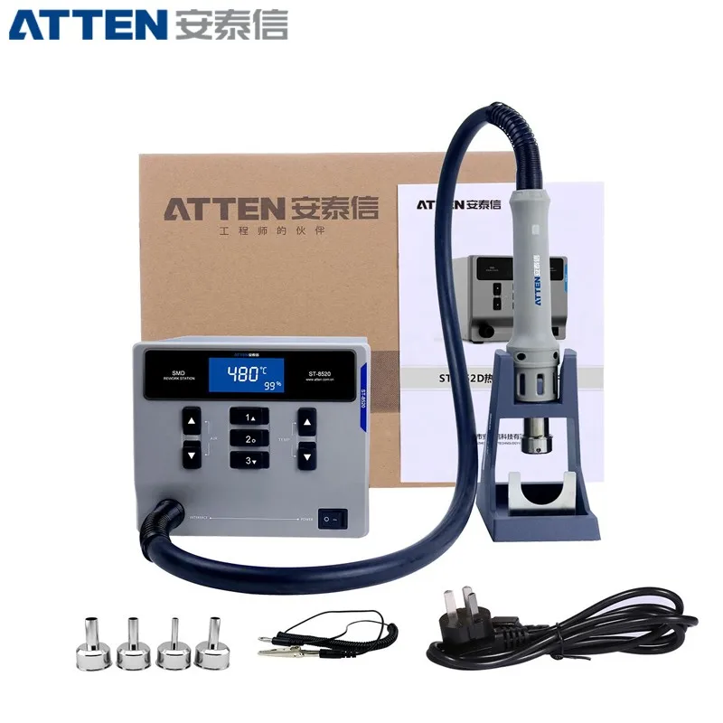 ATTEN ST-862D lead-free hot air gun soldering station Intelligent digital display 1000W rework station For PCB chip repair 6