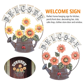 

Sunflower Plaque Welcome Sign Front Door Iron Crafts Welcome Sign Wall Hanging Garden Yard Home Decor Decorative Plate Board