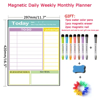 

A3Size Dry Erase Magnetic Weekly&Monthly Planner Calendar Whiteboard Message fridge memo magnet lose weight Bulletin White Board
