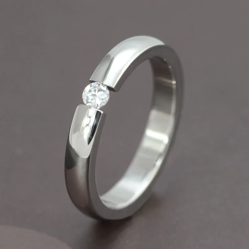 High Quality Titanium Steel Finger Ring AAA Quality Austrian Zircon Gold Color Wedding Engagement Rings Free Shipping