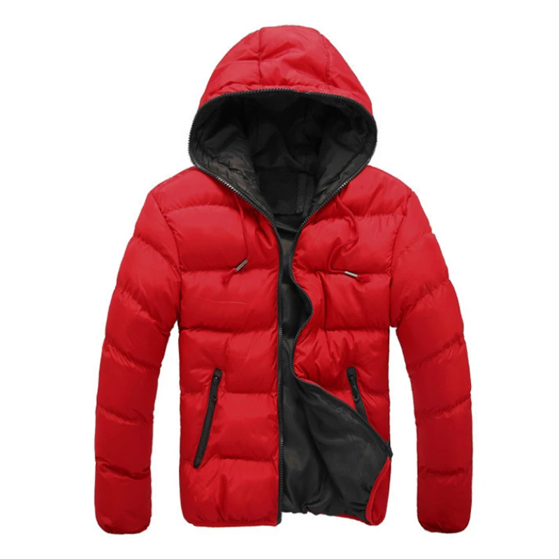Новинка 2018, роскошная мужская зимняя куртка, модная красная парка, мужские пуховики с капюшоном, толстые теплые пальто, зимнее Мужское