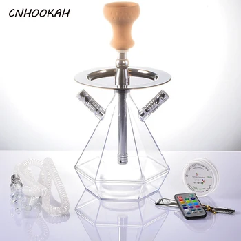 

CNHOOKAH Seven Colors LED Light Base shisha Acrylic Base Hookah KTV Bar nargile Arab Hookahs Double Plastic Pipe narguilé