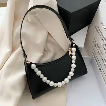 

French Niche Small Bag For Women 2020 Fashion New Korean Style All-match Western Style Pearl Portable Shoulder Underarm Bag