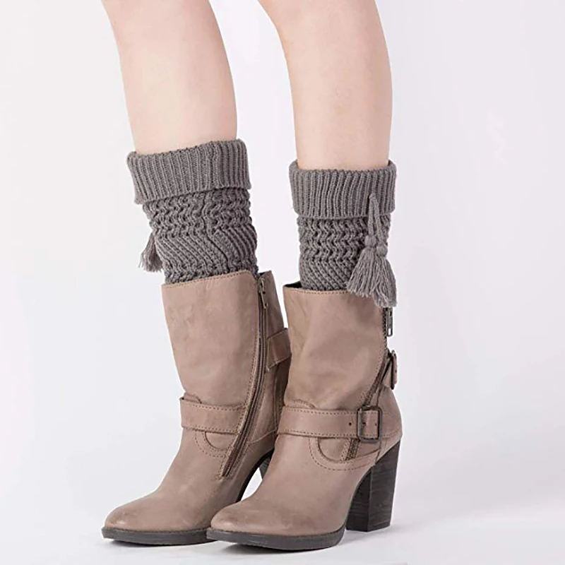 Женские гетры; сезон осень-зима; утепленные короткие носки с вырезами; Calentadores Piernas; вязаные носки