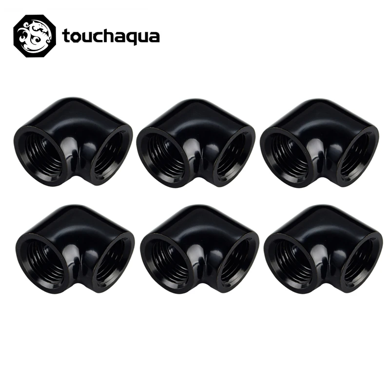 

6PCS Bitspower Touchaqua 90 Degree Elbow Dual Female G1/4" Fittings For Computer Liquid Building Black ,Silver,TA-90DIA