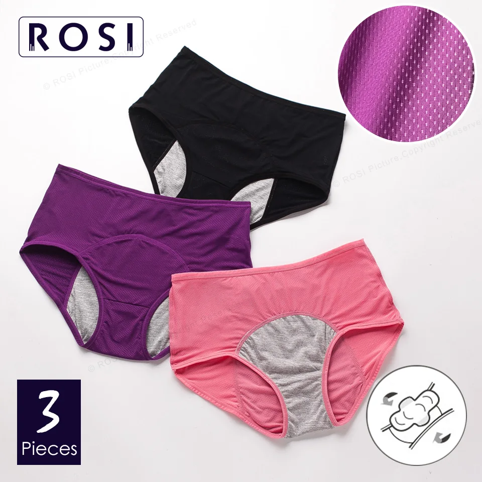 

3pcs Women's Menstrual Period Panties Large Plus Size Leak Proof Underpants Female High Waist Underwear Ladies 4xl 5xl Lingerie