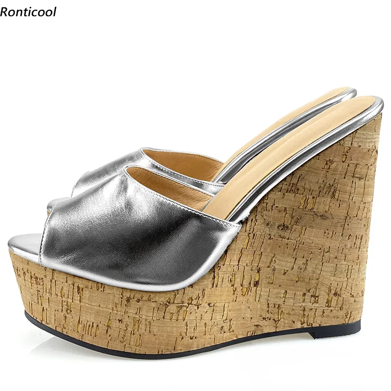 Ronticool New Fashion Women Handmade Mules Sandals Sexy Wedges High Heel  Open Toe Gorgeous Gold Silver Party Shoes Us Size 5-20 - Women's Sandals -  AliExpress