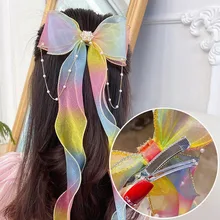 Diadema trenzada colorida con lazo de mariposa para niña, accesorios para el cabello de moda, bandas de goma con coletero, novedad de 2021