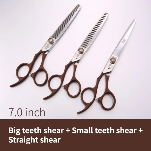 3pcs set 2 Fenice 7,0 дюймов левосторонняя стрижка для собак истончение резка Изогнутые Ножницы Набор стрижка ножницы набор для собак набор ножниц - Цвет: 3pcs set 2