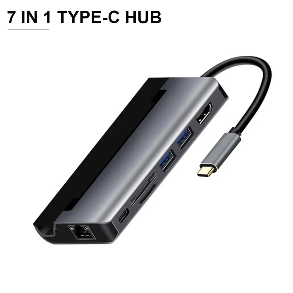 

Type C To PD + USB 3.0*2 TF/DF Card Slot HDMI VGA 7-in-1 Docking Station Type - C To HDMI Hub 3.0 SD/TF/RJ-45/PD 3.0 Charging