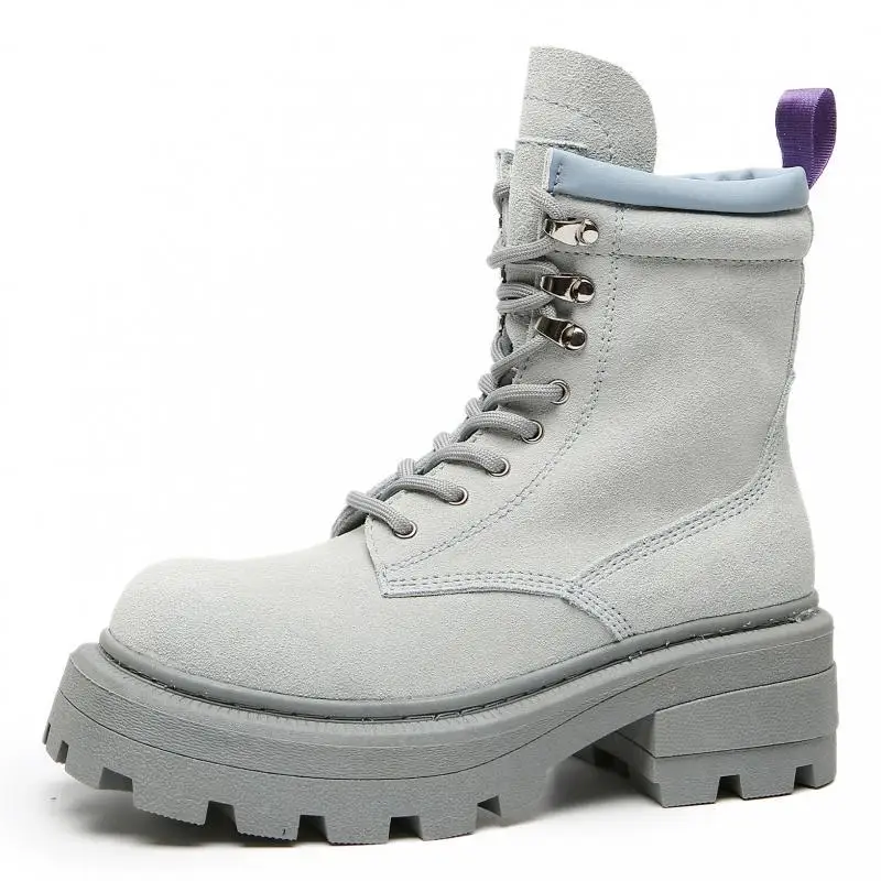 

Genuine Leather Platform Shoes For Women's Boots Woman 2020 Ankle Boots Women's Shoes With Rubber Booties Solid