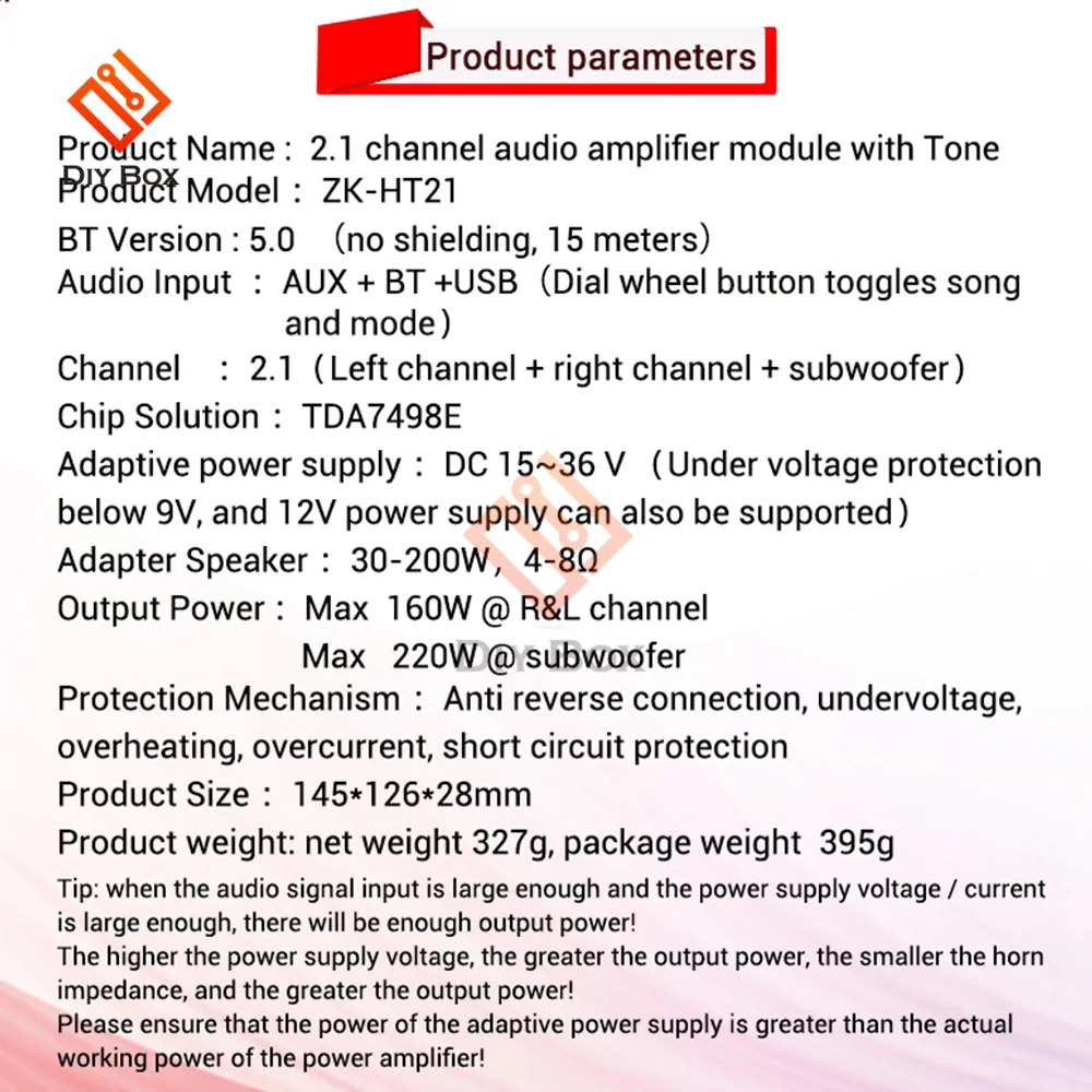 digital bluetooth DC15-36V tpa3116d2 tda7498e