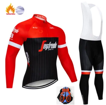 

2019 Spain Men Winter Thermal Fleece Jerseys Long Sleeve Set Cycling jerseys training race Bicycle Tight Cycling Clothing