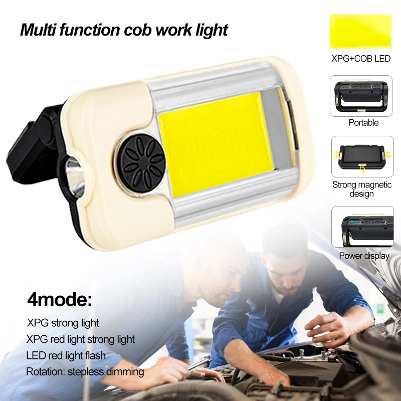

Portable COB Work Light Multifunctional Magnetic Rechargeable Built-in Battery USB Work Lamp Power Bank For Repairing
