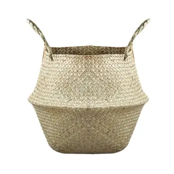 

Compact Natural Seagrass Woven Storage Pot Garden Flower Vase Hanging Basket With Handle Storage Bellied Basket drop shipping