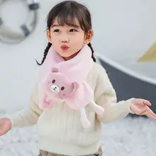 Детский зимний теплый плюшевый шарф-хомут с объемным рисунком животных, кукольный шейный платок