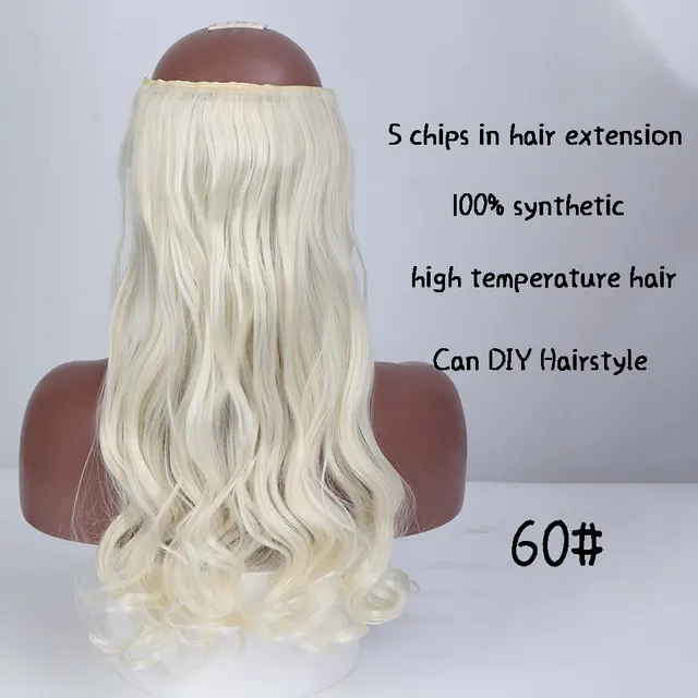 SHANGKE Synthetic 24-Inch Straight Clip in Hair Extensions Heat Resistant Wavy Hairpiece High Temperature Fiber False Hair 901-60