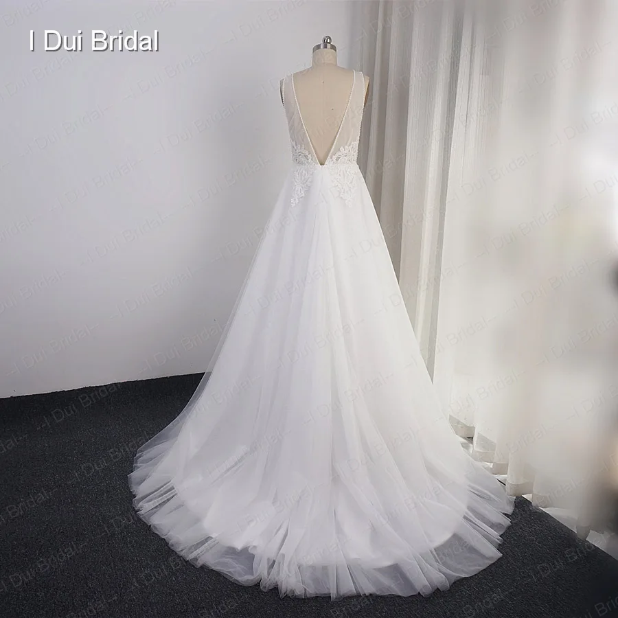 Billige Boho Brautkleider Tüll Schichten Real Photo EINE linie Böhmen Strand Brautkleid Drop Schiff