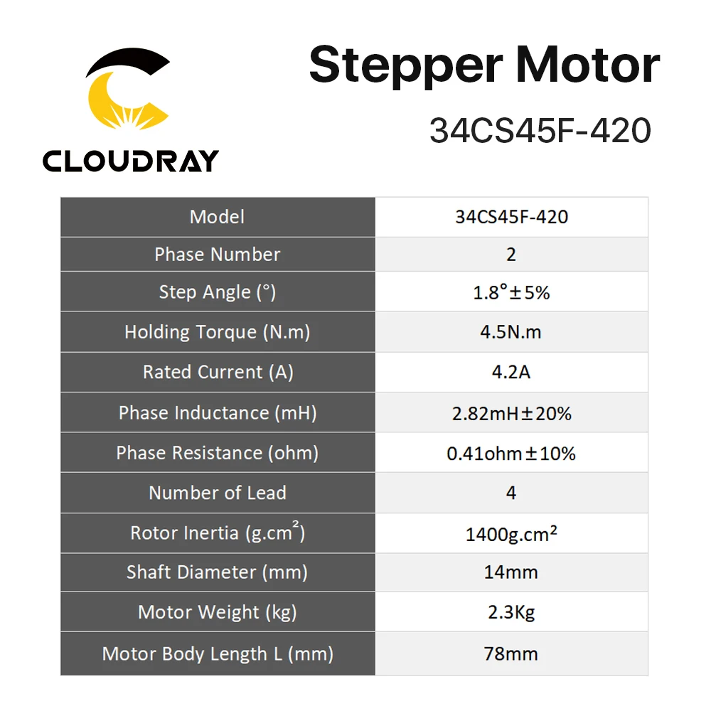 Nema 34 Stepper Motor 2 Phase 4.5N.m 4.2A（34CS45F-420）4-lead for CNC engraving milling machine high torque stepper motor