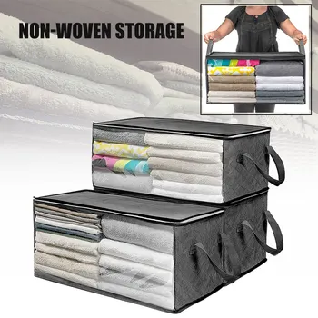 

Clothes Duvet Zipper Storage Bag with Clear Window Bag for Quilt Bedding Blankets @LS